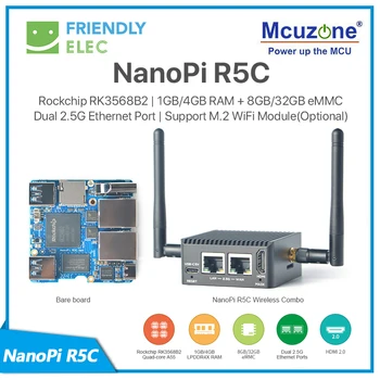 NanoPi R5C Rockchip RK3568B2|1 GB/S 4 GB ram-a + 8 GB/32 GB eMMC Dual 2,5 G Ethernet port | Podrška M. 2 WiFi modul (opcionalno)